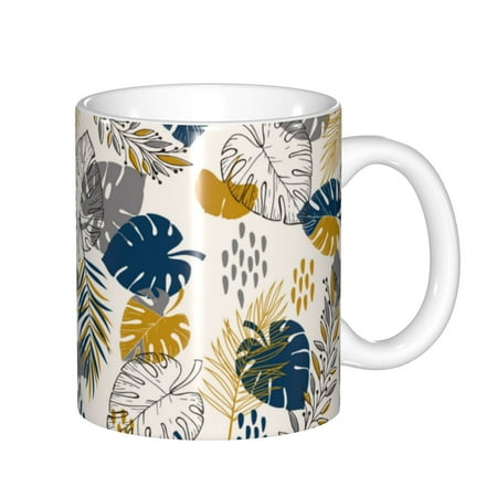 

Yiaed Hawaiian Style Print Ceramics Coffee Large Handle Design Extra Large Tea and Coffee Cup for Office and Home Mugs