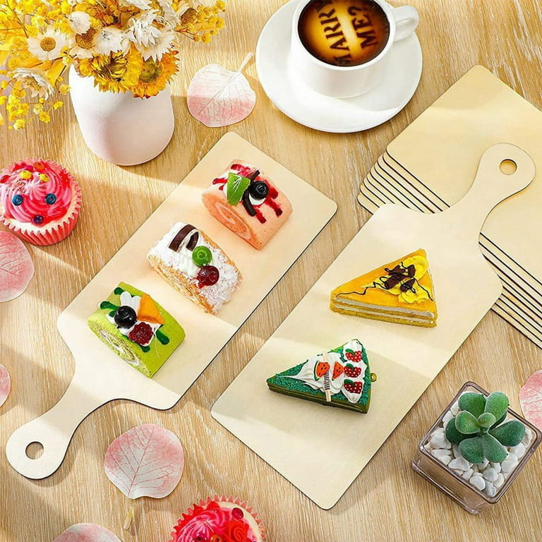 D-GROEE 6Pcs/Set Mini Wooden Cutting Board Craft with Handle Wooden  Chopping Board Small Serving Board Rustic Paddle Kitchen Board Cooking  Butcher