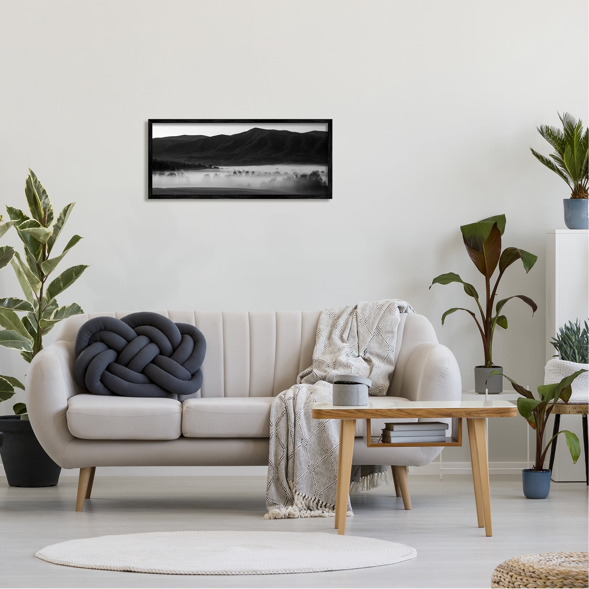 Stupell Industries Foggy Woodland Nature Landscape Photography Black Framed Art Print Wall Art, 30 x 13