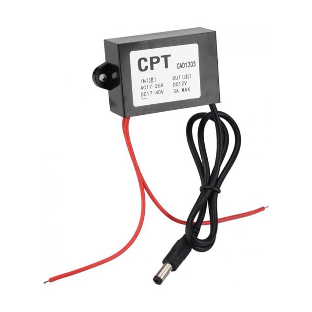 24V To 12V Black Power Converter, Power Supply Converter, For Car Audio Monitor Power Supply