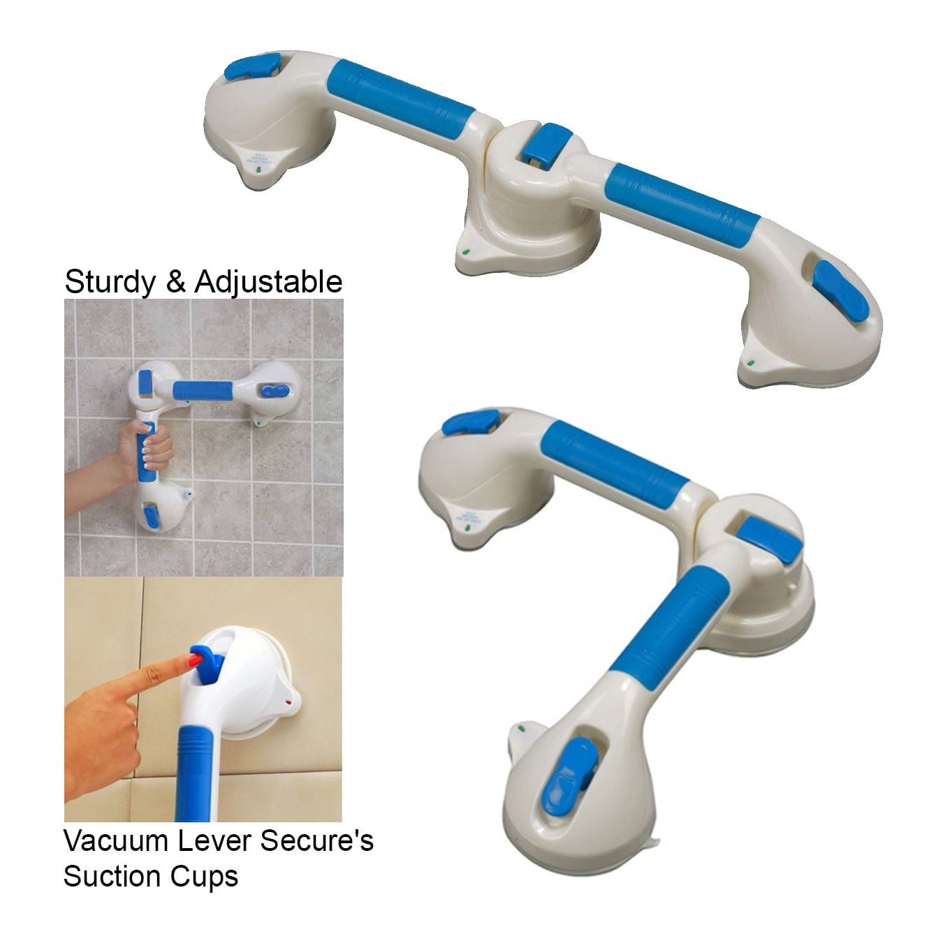 Bath Shower Grab Bars - 180° Swivel Action -  Suction Cup Wall Grab Bar for Bath
