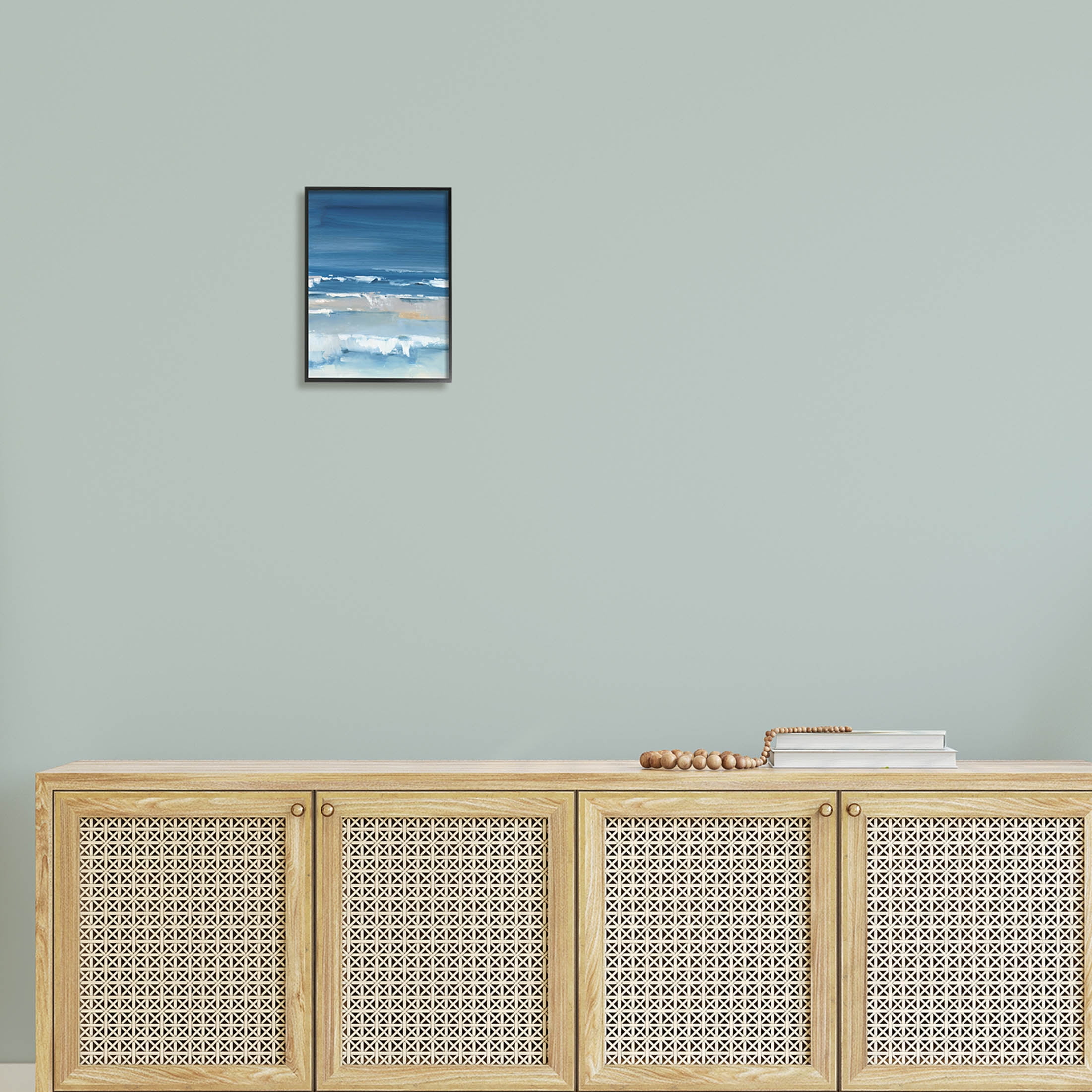 Stupell Industries Rolling Beach Waves Foamy Shoreline Painting Black Framed Art Print Wall Art, Design by Ethan Harper