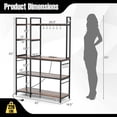 thumbnail image 3 of Costway Bakers Rack 5-Tier Coffee Bar Table with 10 S-Shaped Hooks & Power Outlets Rustic Brown, 3 of 10