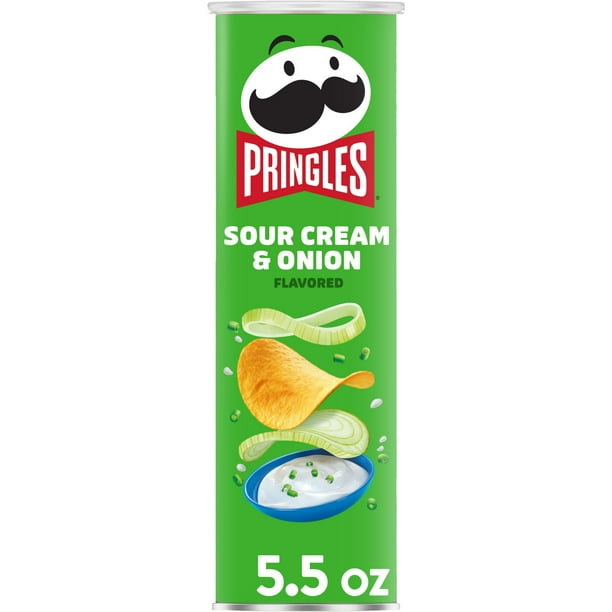 Pringles Sour Cream and Onion Potato Crisps Chips, 5.5 oz, Can ...