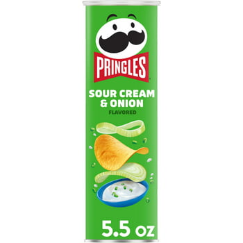 Pringles Sour Cream and Onion Potato Crisps Chips, 5.5 oz, Can