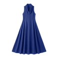 thumbnail image 4 of Asgosdo Women Summer Dresses Halter Sleeveless Solid Color Slim Fit Flowy Trendy Vacation Maxi Dress, 4 of 5