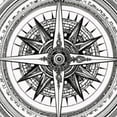 thumbnail image 6 of BANET Decorative Round Table Cover Elastic Tablecloth, Compass Polyester Fitted Table Cover Elastic Edged, Hand Drawn Print Fabric Table Cover, Fits Round Table , for Indoor Outdoor 38"-42, 6 of 8