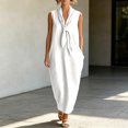 thumbnail image 2 of Bysome Women Dress Solid Color Sleeveless Tie Neck Dresses Summer Quick Dry Women Dresses Size 3XL White, 2 of 5