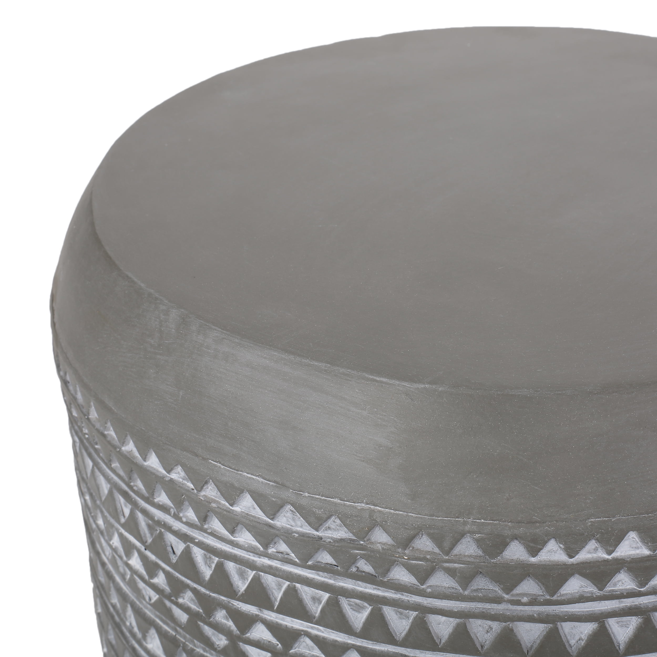 Outdoor Triangle Shaped Side Table, Lightweight Concrete Craft for Patio Garden, White