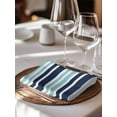 thumbnail image 6 of Navy Blue Turquoise Striped Cloth Napkins Set of 8 Reusable Dinner Napkins, Gradient Horizontal Lines Cocktail Napkin Washable Table Napkins for Wedding/Holiday Party/Baby Shower 20"x20", 6 of 7