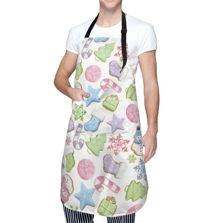 

Kdxio Pastel Christmas Cookies Apron with Pockets Adjustable Kitchen Aprons for Men Women Waterproof Aprons for Cooking Drawing Crafting Baking Household Cleaning