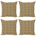 thumbnail image 1 of Ambesonne Forest Throw Pillow Cover 4 Pack, Graphical Woodland Mushrooms, 24", Pale Camel Multicolor, 1 of 2