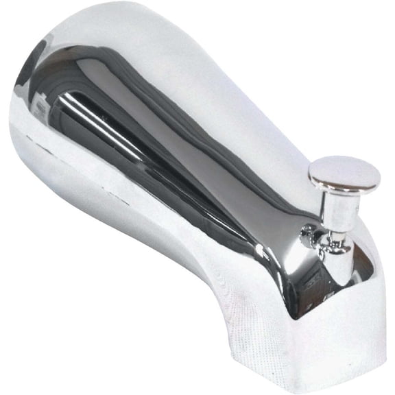 US Hardware P-526C Bathtub Spout with Diverter Plastic Chrome — Standard Mounting Hardware, Drop-In Replacement