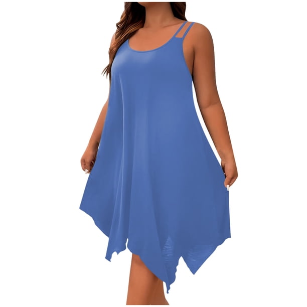 Vestido de Verano para las Mujeres sin Mangas Cuello Redondo, Primavera Suelta Transpirable Ropa Exterior Moda