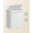 thumbnail image 2 of 100L Laundry Hamper with Lid Bamboo Laundry Basket with Liner Bag Foldable Storage Hamper with Handles White, 2 of 9
