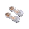 thumbnail image 1 of Girls' Sandals for Girls, Rhinestone-Embellished Bow Detail, Soft Rubber Sole, Lightweight Flexible Design, Breathable Cloth Upper, Silver Color, 1 of 9