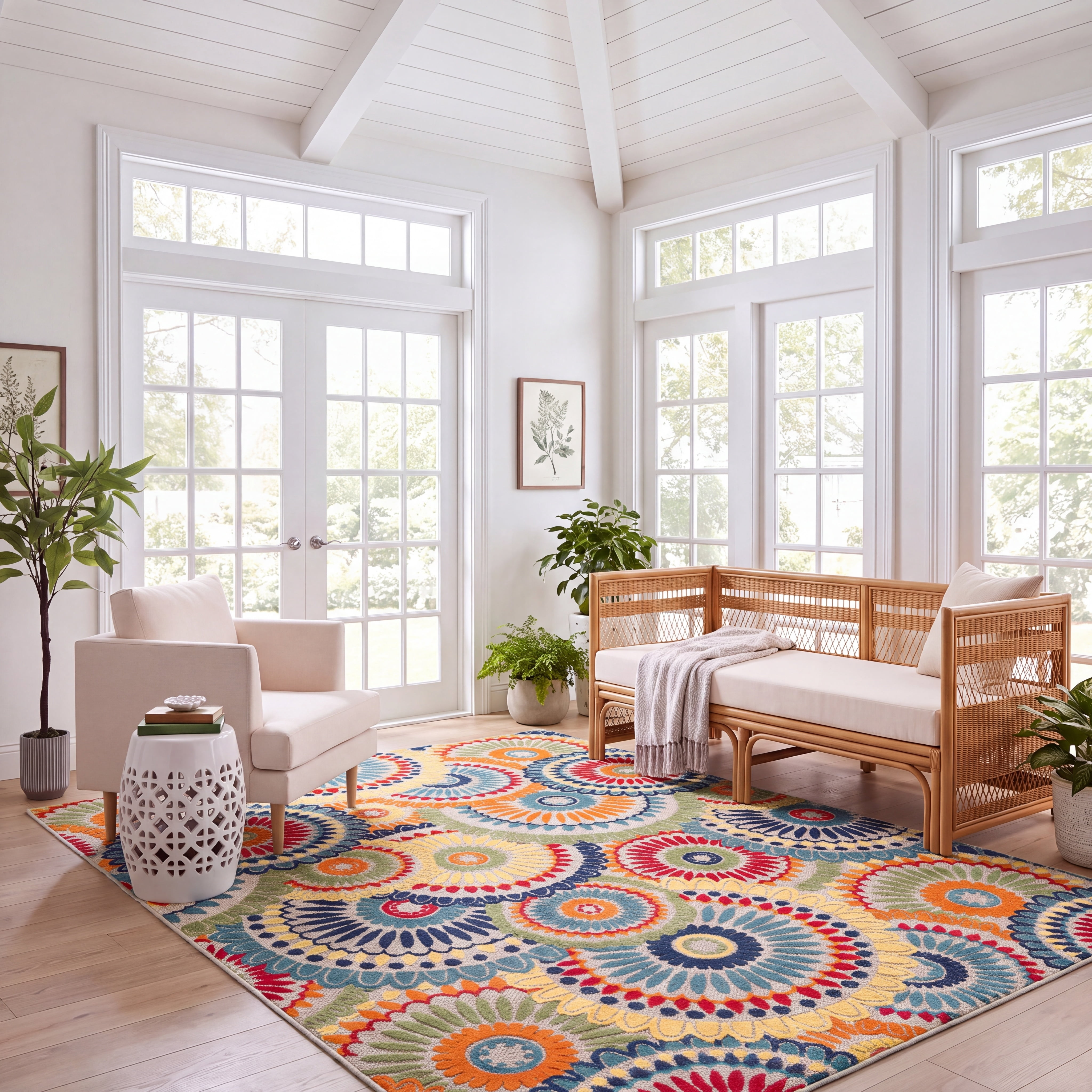 Safavieh Cabana Brynn Floral Indoor/Outdoor Area Rug, Blue/Ivory, 6' x 8'