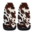 thumbnail image 4 of Jeiento Brown Cow Print Car Seat Cover Set of 2 Front Seats Only Thin Universal Bucket Seat Cover Automotive Accessory Suitable for Van SUV Sedan, 4 of 7