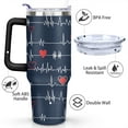 thumbnail image 3 of Love Heart 40oz Stainless Steel Vacuum Insulated Tumbler with Lid and Straw for Water Iced Tea Coffee Smoothie and More, 3 of 7