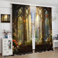 thumbnail image 4 of Forest Window Outside Scenic Theme Curtain, Early Morning Sun Ray Beautiful Butterfly Flower Landscape, Retro Medieval Window Frame Art Deco Curtain, Room Living Room Blackout Curtain 2 Pieces 42x63in, 4 of 5