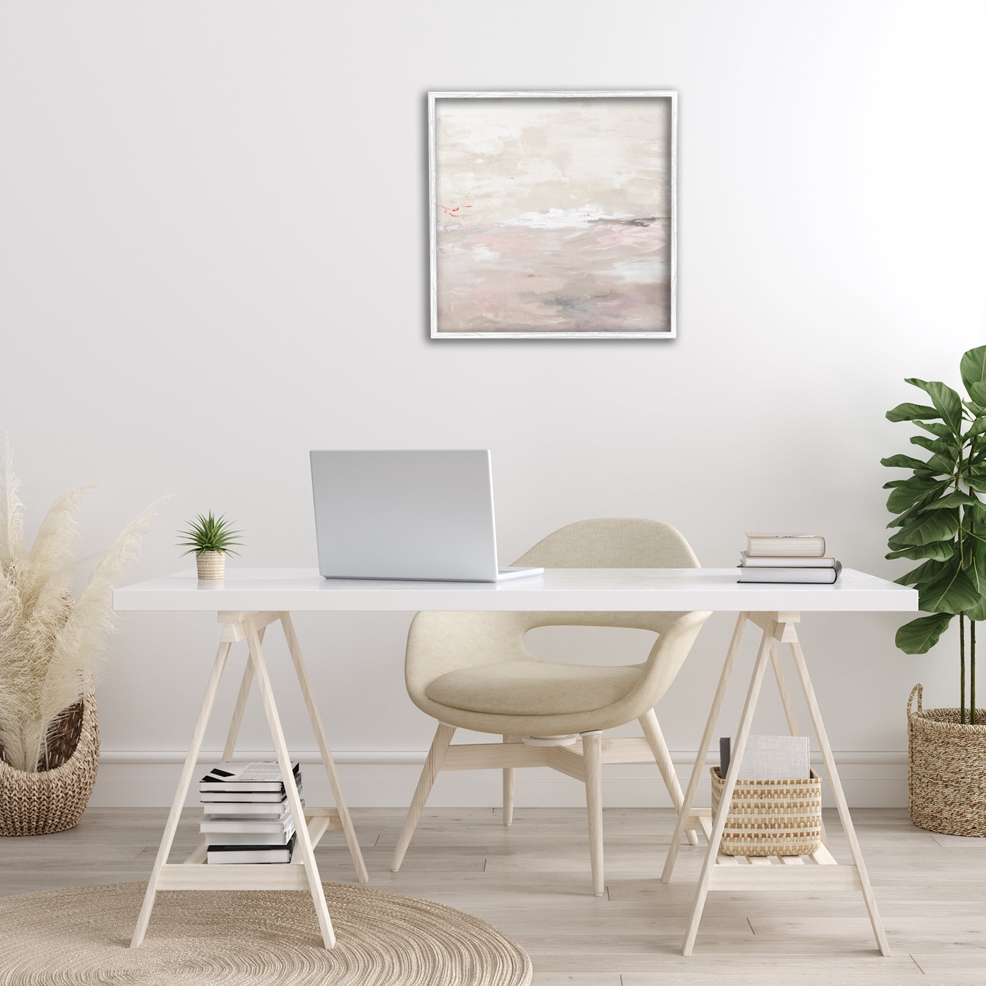 Stupell Industries Serenity Neutral Landscape Abstract Painting White Framed Art Print Wall Art, 24 x 24
