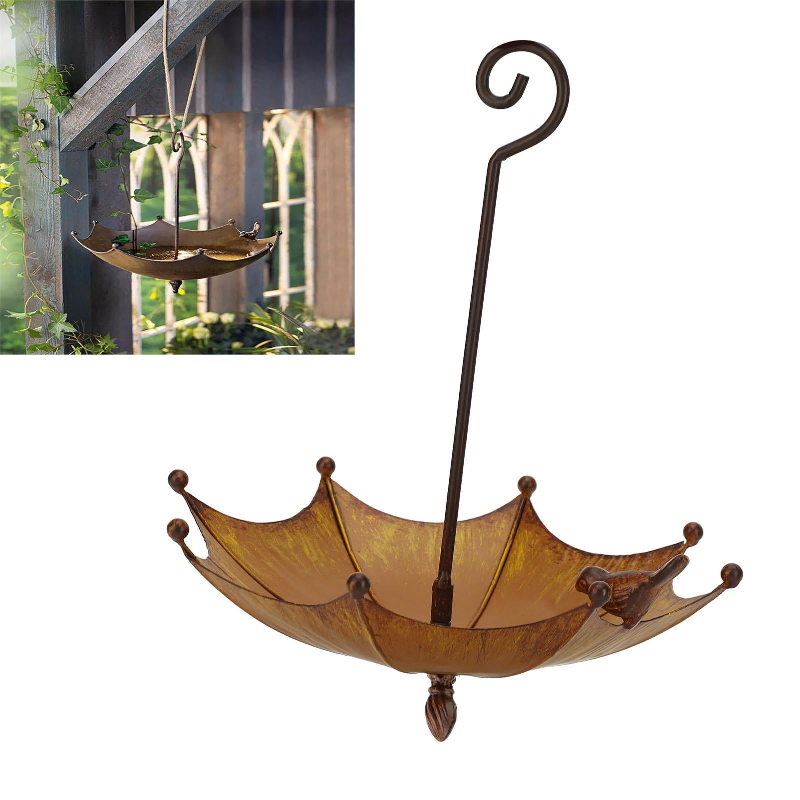 Yajisi Metal Iron Umbrella Bird Feeder, Hanging Wild Bird Feeding Station for Yard & Garden (24x23x10cm)