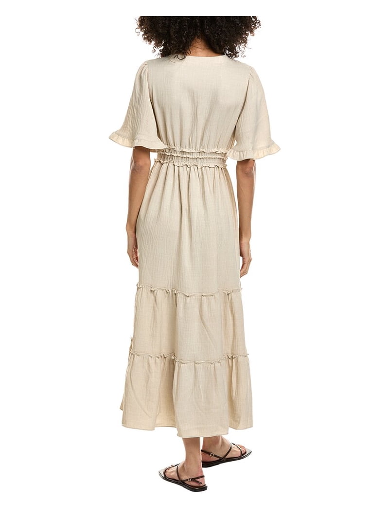 max studio casual dress Max Studio V-Neck Tiered Empire Waist Maxi Dress