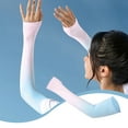 thumbnail image 1 of Mangas de brazo de seda Gradient Ice para protección solar - Fundas UV para refrescar la pantalla solar para mujeres y hombres, para conducción al aire libre y viajes, poliéster transpirable, 2 pares, 1 of 7