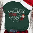 thumbnail image 2 of zaveiop It's The Most Wonderful Time of The Year Women T-Shirt Funny Snowman Pattern Short Sleeve Tops (Dark Green, 3XL), 2 of 5