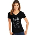 thumbnail image 1 of Hanes T-Shirt à Manches Courtes Col en V pour Femmes, TG, Fabuleux/noir, 1 of 2