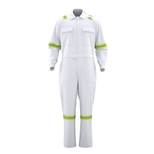 Men's Work Coveralls, Durable Polyester Zip-Front Jumpsuit with Reflective Stripes and Utility Pockets, for Mechanic Welding Shop