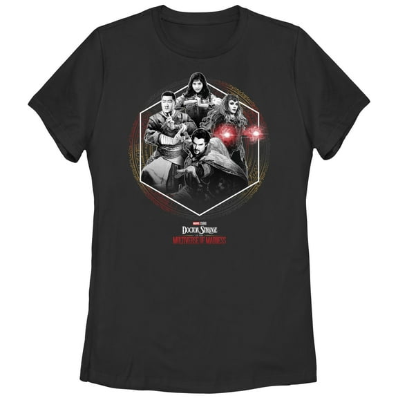 Women's Marvel Doctor Strange in the Multiverse of Madness Black and White Panel Graphic Tee Black Small