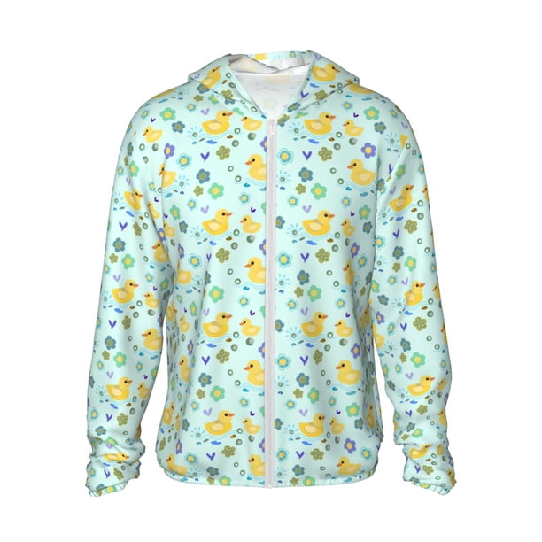 Balery Duck Cartoon Sudadera ligera de manga larga con capucha y protección solar UPF 50+ para hombre y mujer, ideal para pesca y running-Medium