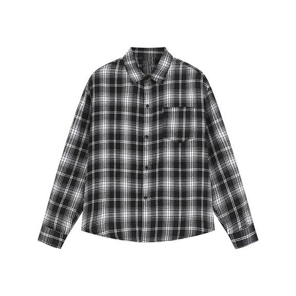 Mens Shirts Men's Loose Casual Plaid Shirts 2025 Fall Button Down Long Sleeve Lapel Flannel Checked Shirts Blouse