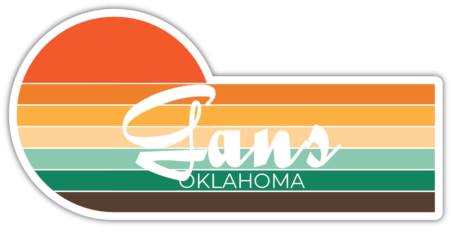 Gans Oklahoma 2 x 1.25 Inch Sticker Retro Vintage Sunset City 70s