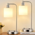 thumbnail image 1 of Juego de 2 lámparas de mesa industriales con puertos USB C+A y tomacorriente, totalmente regulables, para dormitorios, mesita de noche, lámpara de escritorio con pantalla de vidrio para lectura, sala, 1 of 9