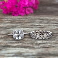 thumbnail image 2 of 2 Carat Cushion Cut Moissanite Bridal Set Engagement Wedding Ring 10k White Gold Full Eternity Art Deco With Two Matching Band, 2 of 5