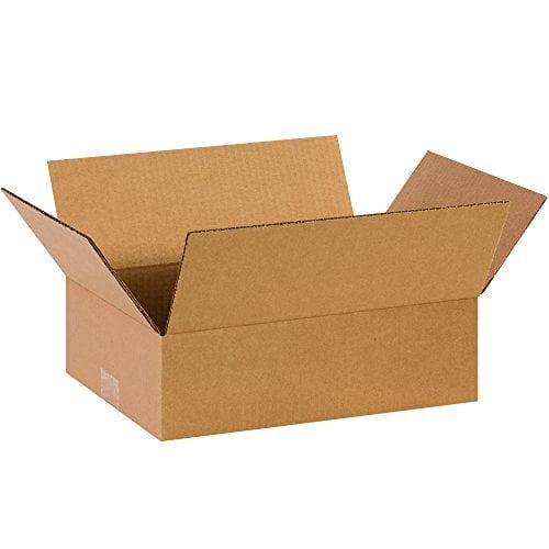 BOX USA 25 Pack of Flat Corrugated Cardboard Boxes, 13" L x 9" W x 4" H, Kraft, Shipping, Packing and Moving