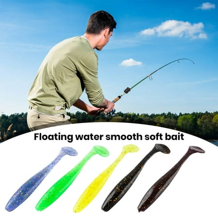 Tnobhg 12Pcs Lure Soft Baits Simulation T-Tail Swimbait Professional Fishing Reusable Floating Bait Pike Bass Fishing Lures Fishing Tackle