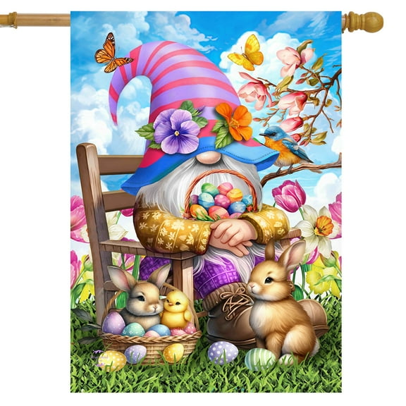 Briarwood Lane Easter Basket Gnome House Flag
