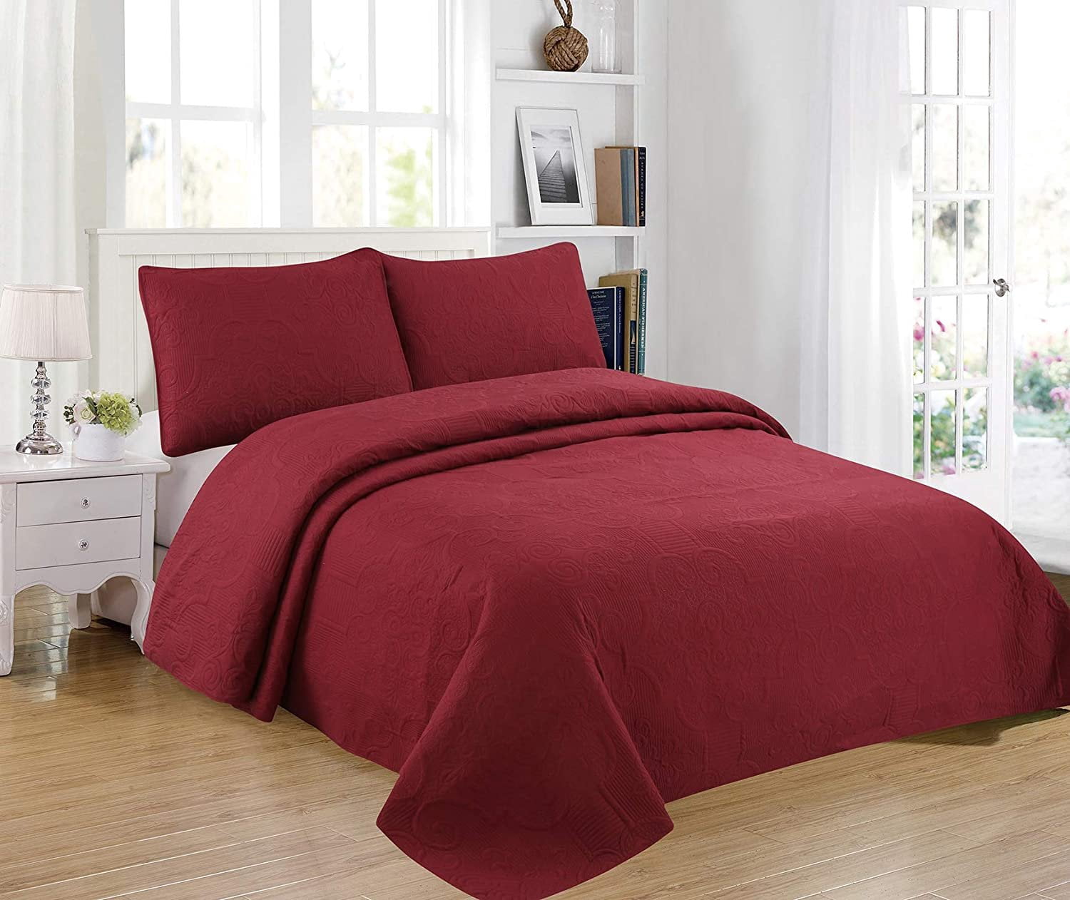 Sapphire Home 3Piece Full/Queen Oversize Bedspread Coverlet Bedding