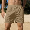 thumbnail image 4 of Men's Solid Color Stretch Beach Shorts Sports Fitness Training Breathable Shorts with Pockets, 4 of 7