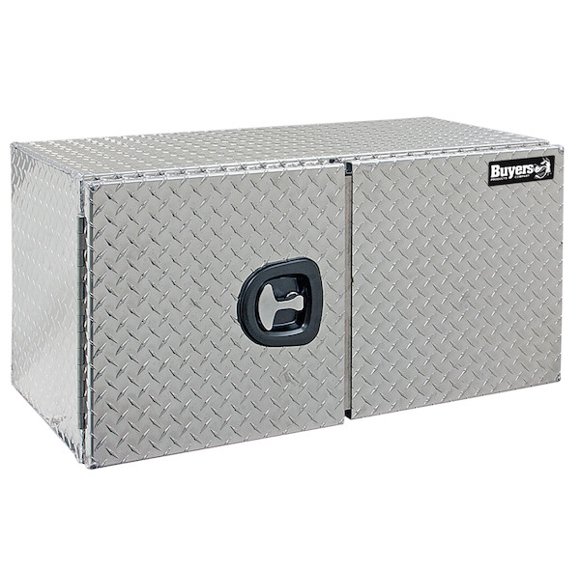 Buyers Products 1705210 Boîte à Outils sous le Carrosserie; Porte de Grange; Motif Diamant; Aluminium; Longueur 48 Pouces x Largeur 18 Pouces x Hauteur 18 Pouces; Loquet en T