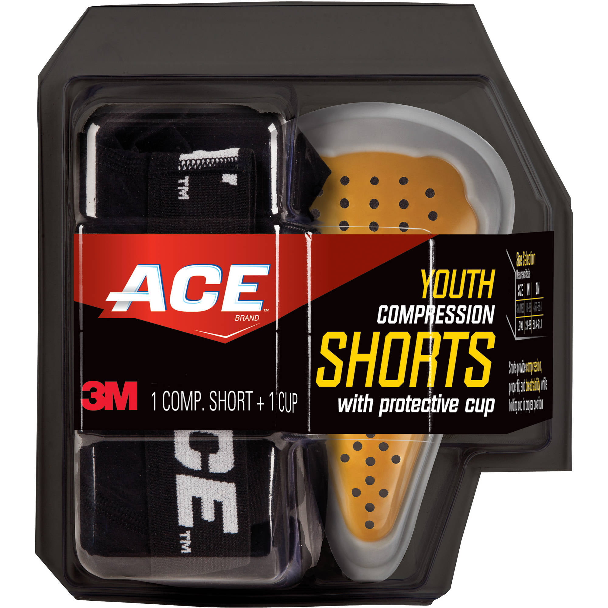 3m ACE Teen Compression Shorts With Protective Cup LG XL Breathable Comfort for sale online 