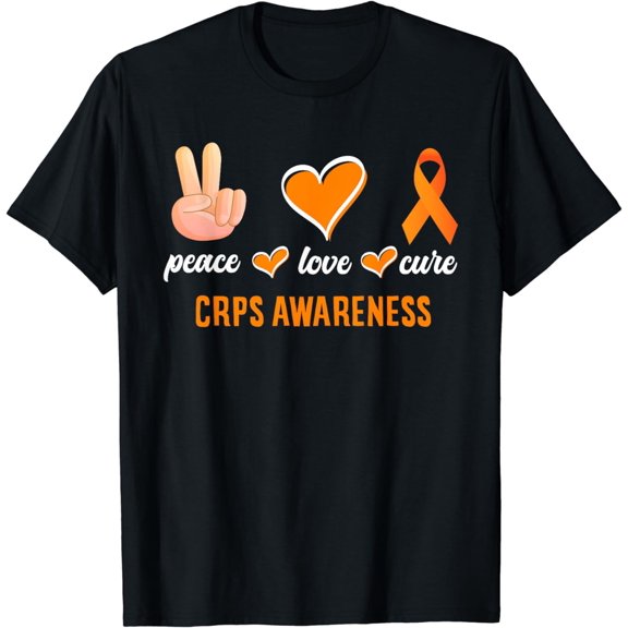 Peace Love Cure Orange Ribbon RSD CRPS Awareness T-Shirt