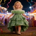 thumbnail image 2 of Toddler Girl Tulle Dress Green Sleeveless Party Dresses for Girls Dress up Clothes for Girls 18-24 Months, 2 of 8
