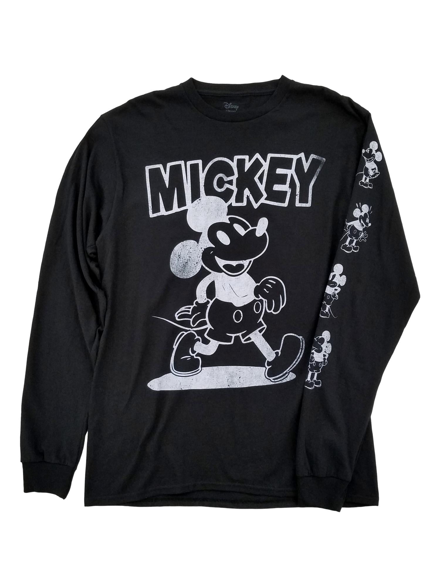 Disney Disney Mens Black & White Faded Mickey Mouse Long Sleeve T