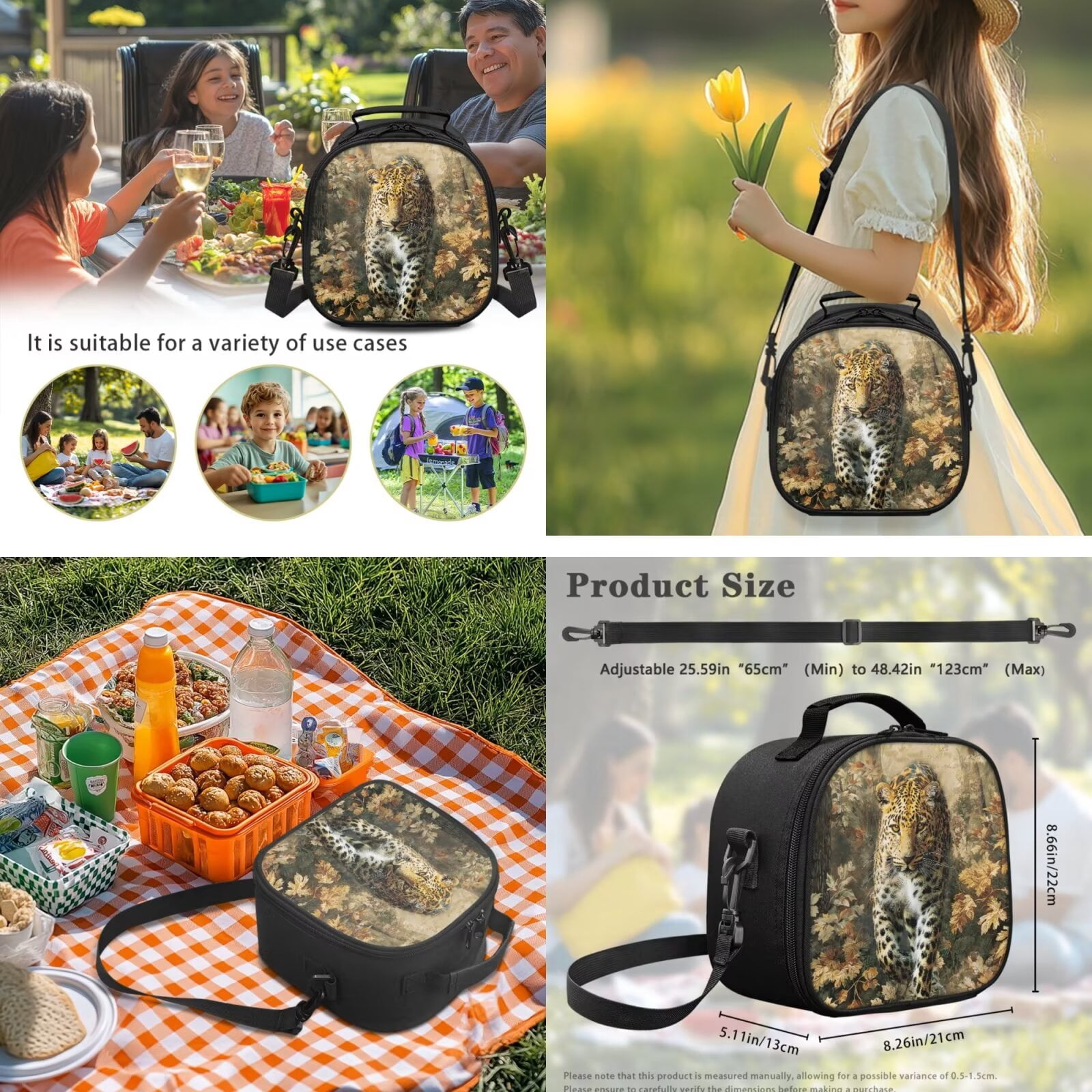 Pzuqiu Cute Leopard Print Kids Backpack and Lunch Box Set 5 Piece Large Lightweight School Bag Set with Pencil Case Water Bottle Bag for Elementary Boys Girls Daily School Use