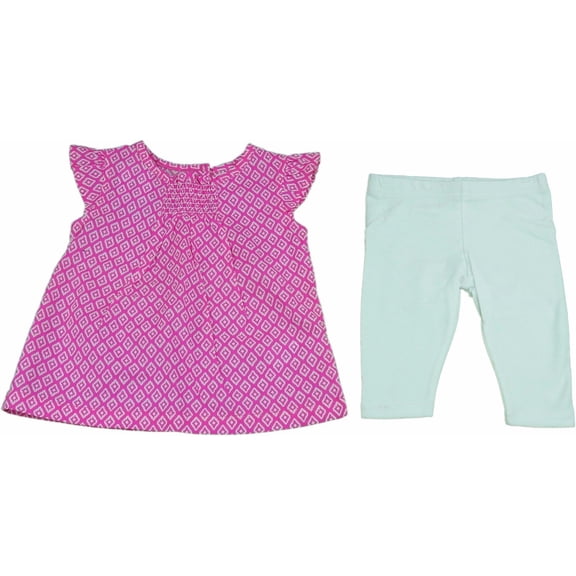 Carter's Baby Girls Size 12 Months Leggings & Blouse Top 2-Peice Set, Pink/White