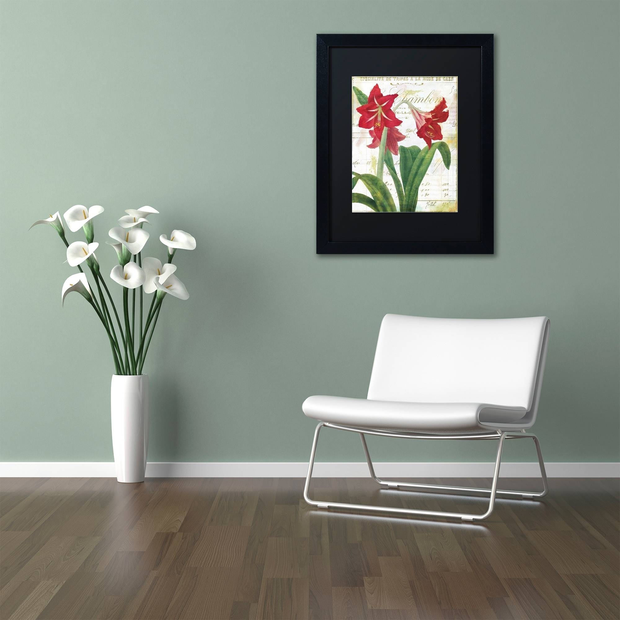Trademark Fine Art "Peppermint Amaryllis" Canvas Art by Color Bakery Black Matte, Black Frame